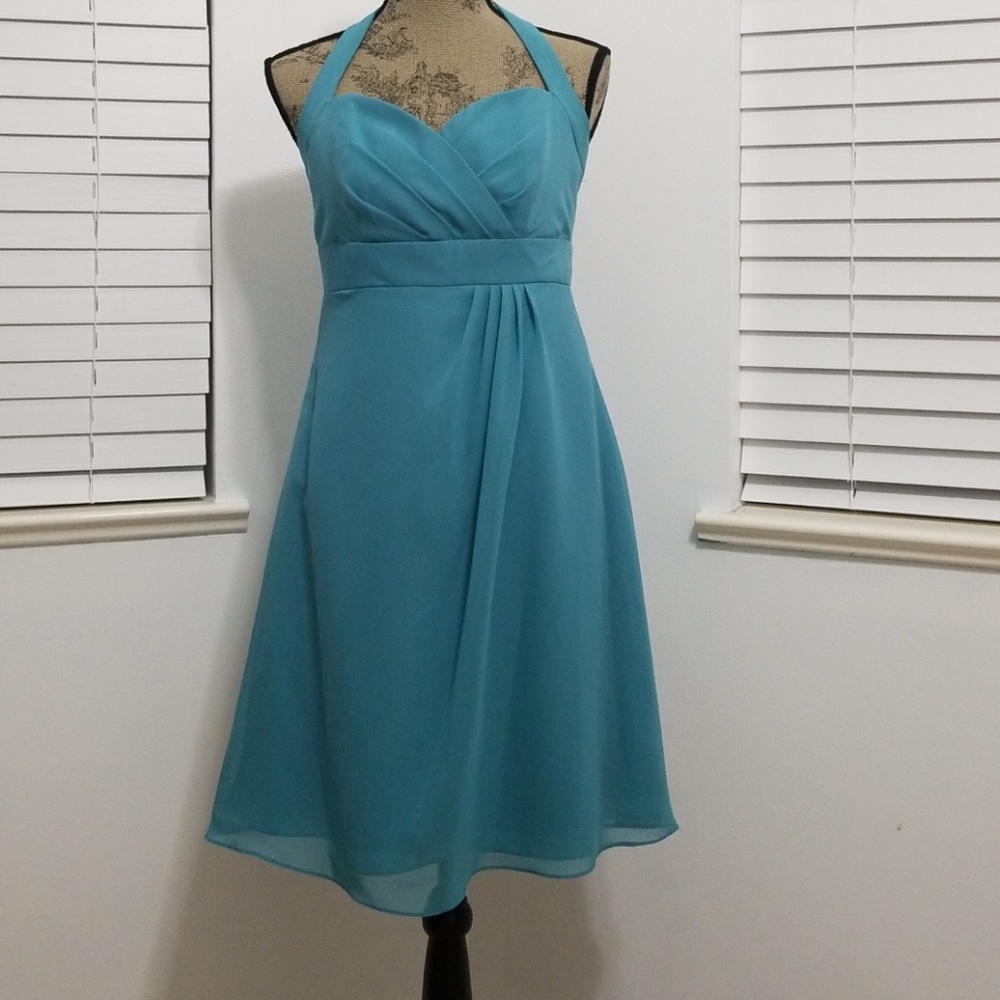 Alfred Angelo Teal Halter Prom Dress